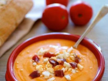 Salmorejo with a classic ham and egg garnish.
