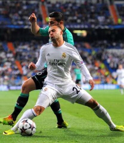 Lesión de Jesé, en el partido ante el Schalke en el Bernabéu.