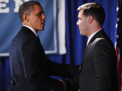 Obama, con el cantantte Ricky Martin