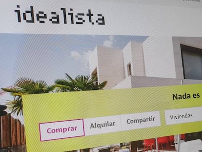 Web del portal inmobiliario Idealista, en una imagen de archivo.