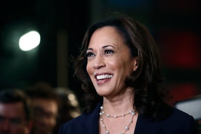 Kamala Harris durante as primárias democratas.