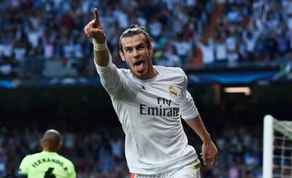 Bale celebra el gol del Madrid.