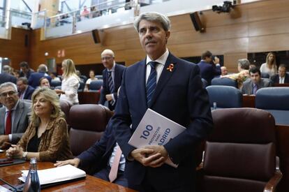 El presidente de la Comunidad de Madrid, Angel Garrido en la Asamblea de Madrid para su ofrecer su discurso del debate del estado de la Region