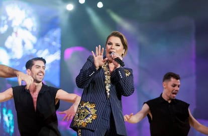 La cantante puertorriqueña, Olga Tañón, durante su actuación en la Gala de Elección de la Reina del Carnaval de Santa Cruz de Tenerife 2018.