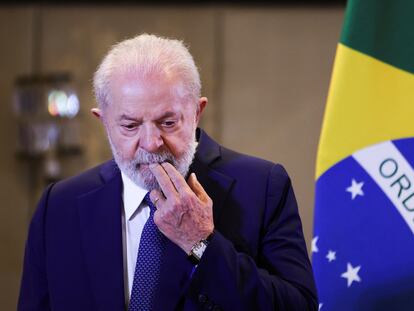 Lula da Silva, presidente de Brasil, durante su viaje a la India, este lunes.