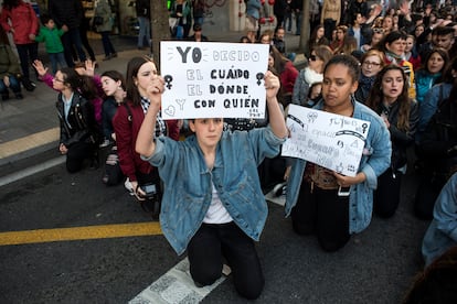 Manifestación en Madrid contra la sentencia de La Manada de Pamplona, el 4 de mayo de 2018.