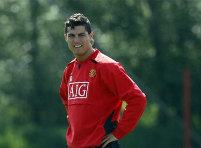 El jugador del Manchester United, Cristiano Ronaldo, durante un entrenamiento
