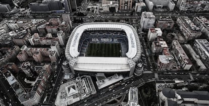 Vista aérea del estadio Santiago Bernabéu.