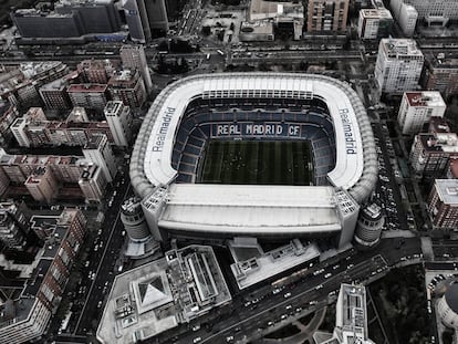 Vista aérea del estadio Santiago Bernabéu.