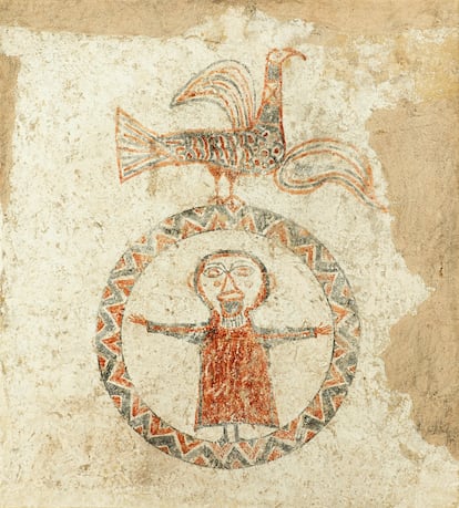 Pintura mural preromànica 'L’orant' de l'Església de Sant Quirze de Pedret, Cercs (el Berguedà)