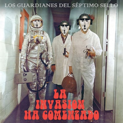 <b>Falsas portadas para el mítico <i>single</i> (inexistente) de Los Guardianes del Séptimo Sello realizadas por Nata. El grupo de pop psicodélico ficticio cambia la vida de los protagonistas de <i>La invasión ha comenzado.</i></b>