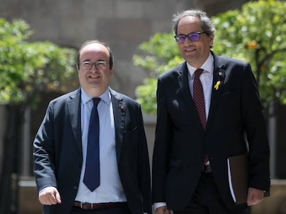 El líder del PSC, Miquel Iceta, amb el president de la Generalitat, Quim Torra.