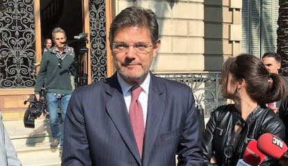 El ministre de Justícia, Rafael Catalá, compareix davant dels mitjans aquest dijous.