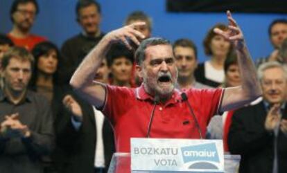 Antigüedad, en un mitin en Anoeta, en San Sebastián.