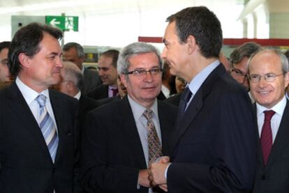 Artur Mas, Joan Saura, José Luis Rodríguez Zapatero y José Montilla, en 2009 en Barcelona.