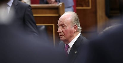 Juan Carlos I, en el Congreso, en el acto del cuarenta aniversario de la Constitución.