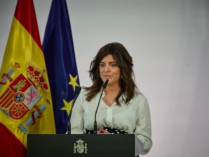Ana Iris Simón, durante la presentación del plan Pueblos con Futuro, en La Moncloa.