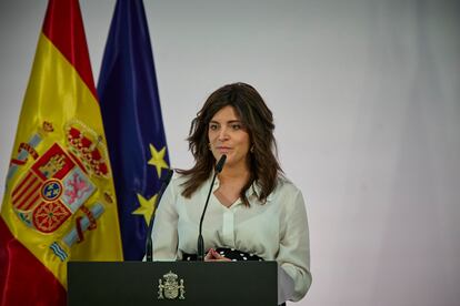 Ana Iris Simón, durante la presentación del plan Pueblos con Futuro, en La Moncloa.