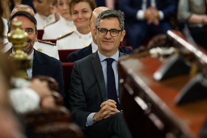 El ministro de Justicia, Presidencia y Relaciones con las Cortes, Félix Bolaños, asiste este lunes a la toma de posesión de magistrados del Tribunal Supremo.