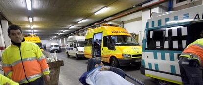 Zona de ambulancias en el Hospital Clinic de Barcelona.