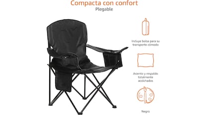 Esta silla de camping ofrece máxima comodidad debido a su asiento y respaldo acolchado.