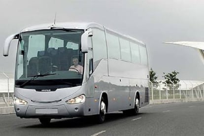 Un autocar de Irizar durante una presentación de la compañía.