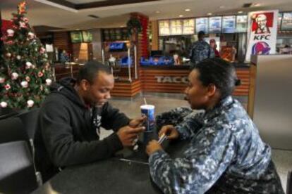 One of the restaurants on the military base.