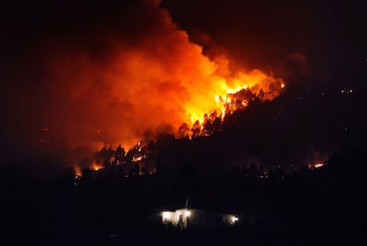 Uno de los frentes del fuego de La Palma, en una imagen tomada el 4 de agosto.