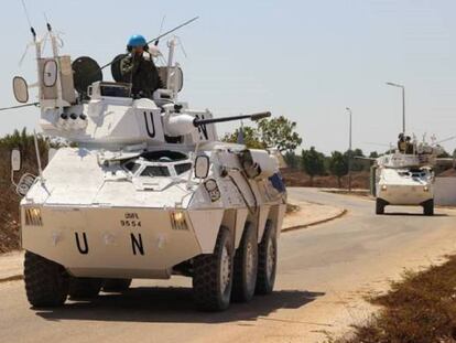 Tanques en la misión de la ONU en el Líbano, en una imagen del pasado día 15.