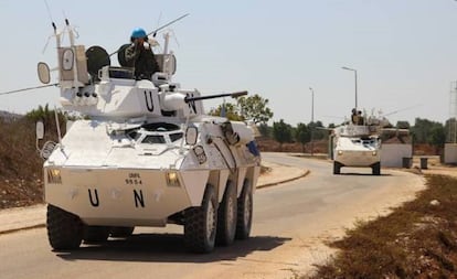 Tanques en la misión de la ONU en el Líbano, en una imagen del pasado día 15.