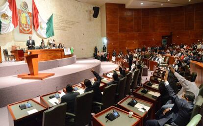 Deputies inside the Oaxaca State Congress in Mexico.