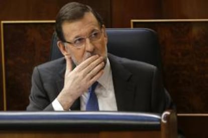 El presidente del gobierno, Mariano Rajoy, en el segundo día del Debate sobre el Estado de la Nación, en el Congreso de los Diputados, en Madrid.