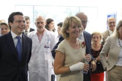 Esperanza Aguirre, hoy, en la inauguración del nuevo centro de salud Maqueda, en el barrio madrileño de La Latina