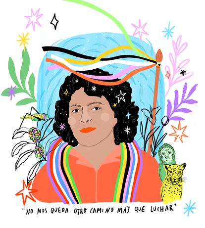 Ilustración de la activista hondureña medioambiental Berta Cáceres, asesinada hace cinco años.