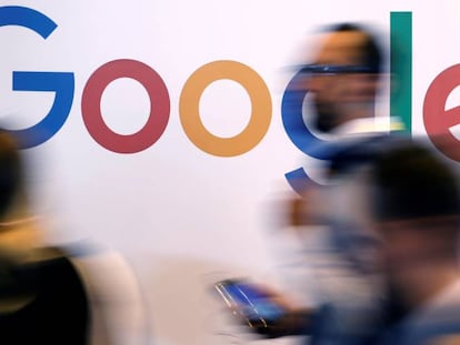 Logotipo de Google en la cumbre tecnol&oacute;gica Viva Tech, en Par&iacute;s, el pasado 25 de mayo.