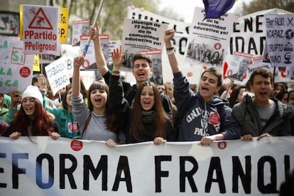 Una de las protestas estudiantiles contra la 'ley Wert', la semana pasada en Madrid.