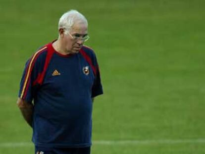 Luis Aragonés, durante un entrenamiento de la selección.