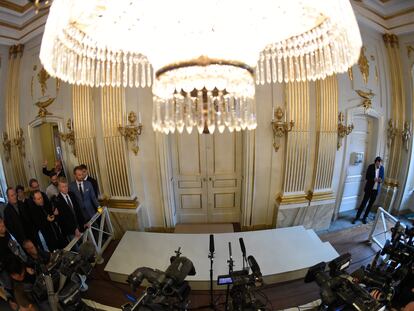 Momento previo al anuncio del Nobel de Literatura, en octubre de 2016, en la Academia Sueca.