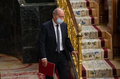 El ministro de Justicia, Juan Carlos Campo, en el pleno del Congreso el pasado 20 de mayo.