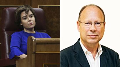 Soraya Sáenz de Santamaría, en su escaño del Congreso, y Mariano Pérez-Hickman, su sustituto por el Partido Popular.