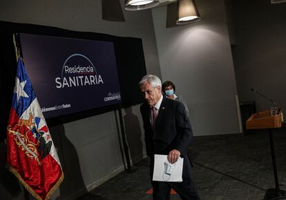 El presidente de Chile, Sebastián Piñera, antes de una rueda de prensa en Santiago el 27 de mayo.