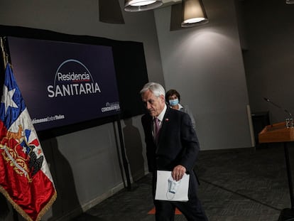 El presidente de Chile, Sebastián Piñera, antes de una rueda de prensa en Santiago el 27 de mayo.