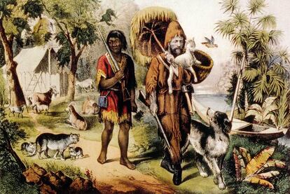 Ilustracin de <i>Robinson Crusoe</i>.