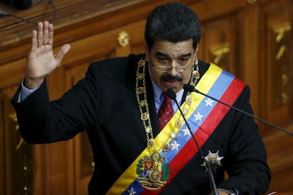 Nicolás Maduro, durante seu discurso.