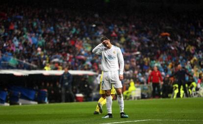 Cristiano Ronaldo en el &uacute;ltimo partido de Liga en el Bernab&eacute;u.