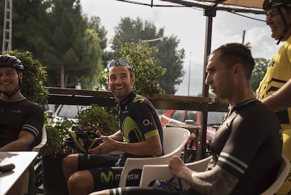 Alejandro Valverde, durante un descanso en su entrenamiento el s&aacute;bado pasado.