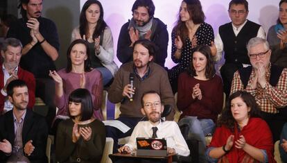 Pablo Iglesias y su equipo presentan su proyecto para el congreso de Podemos.