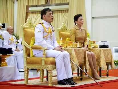 El rey Maha Vajiralongkorn y la reina Suthida, en los festejos del 24 de septiembre de 2020 en Bangkok (Tailandia).