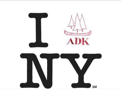 Con la nueva iniciativa de sustituir el corazón por dibujos de otros lugares del Estado de Nueva York, se pretende promocionar regiones como Adirondak, a la que hace alusión el boceto de la imagen.