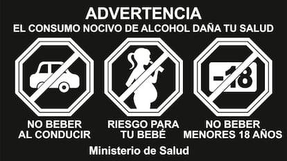 El nuevo etiquetado obligatorio para las bebidas alcohólicas en Chile.